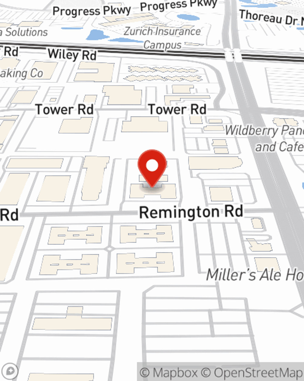 Map showing State Farm Agent Arth Bhatiya's office at 1340 Remington Road Suite S, Schaumburg, IL