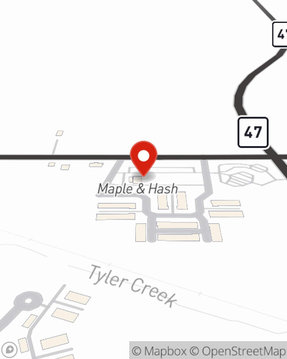 Map showing State Farm Agent Taylor Maciaszek's office at 2401 W US Highway 20, Suite 109, Pingree Grove, IL