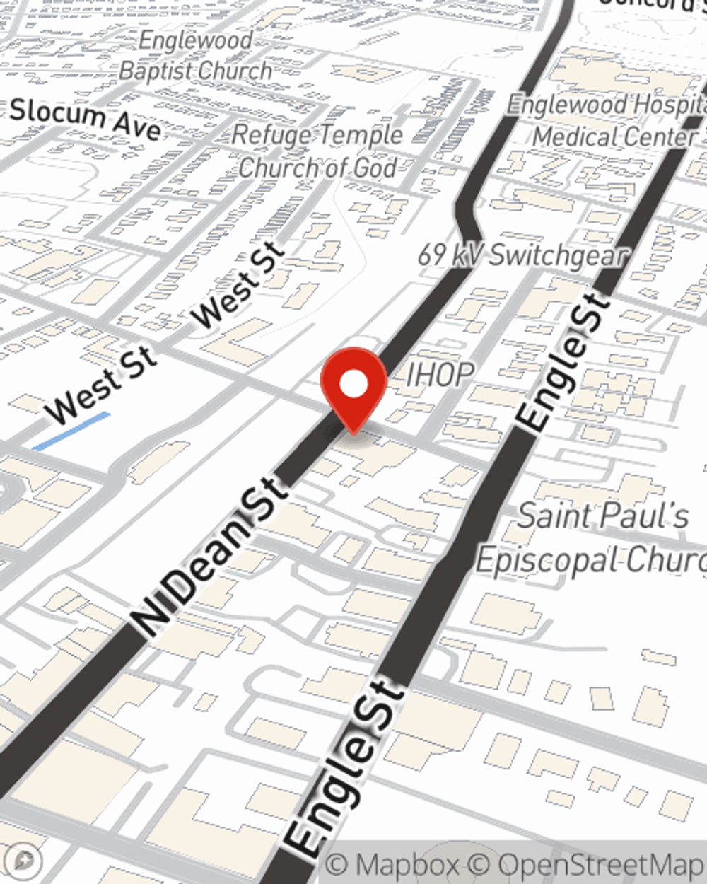 Map showing State Farm Agent Lori DeSimone Ramil's office at 105 N Dean St, Englewood, NJ