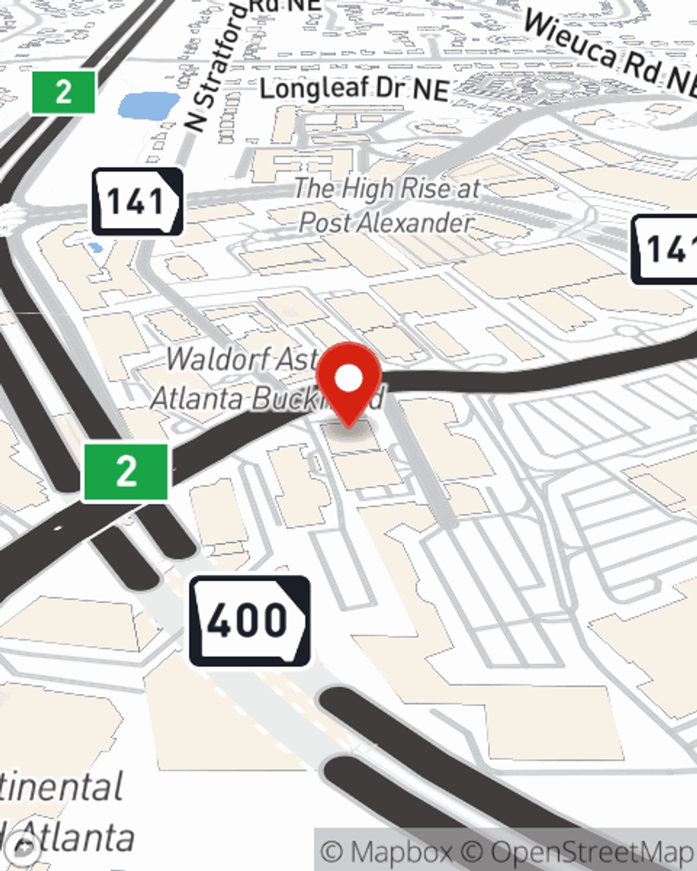 Map showing State Farm Agent Lace Whitten's office at 337 Peachtree Rd Ne, Suite 700, Atlanta, GA