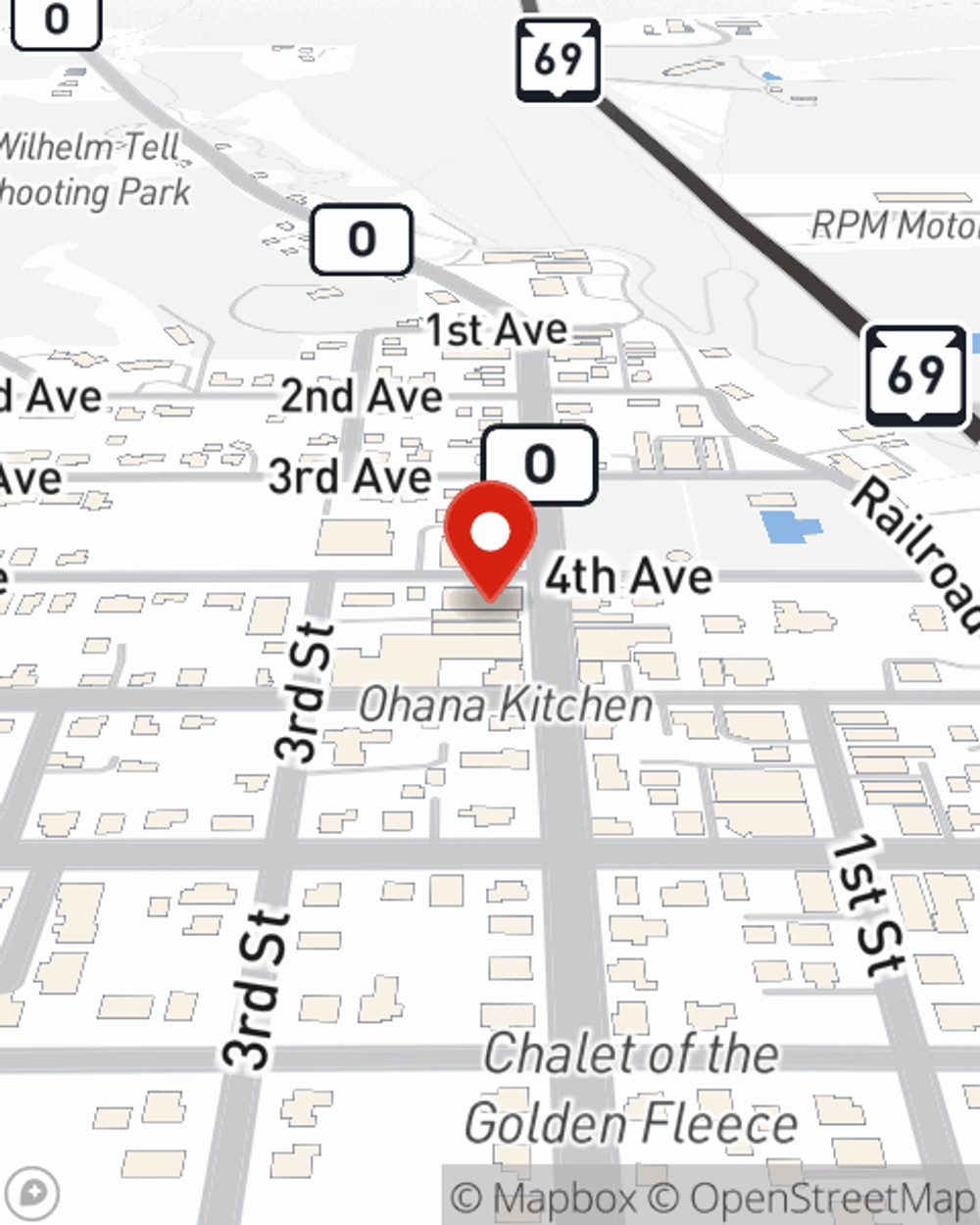Map showing State Farm Agent Sarah Drew's office at 407 2nd Street, New Glarus, WI