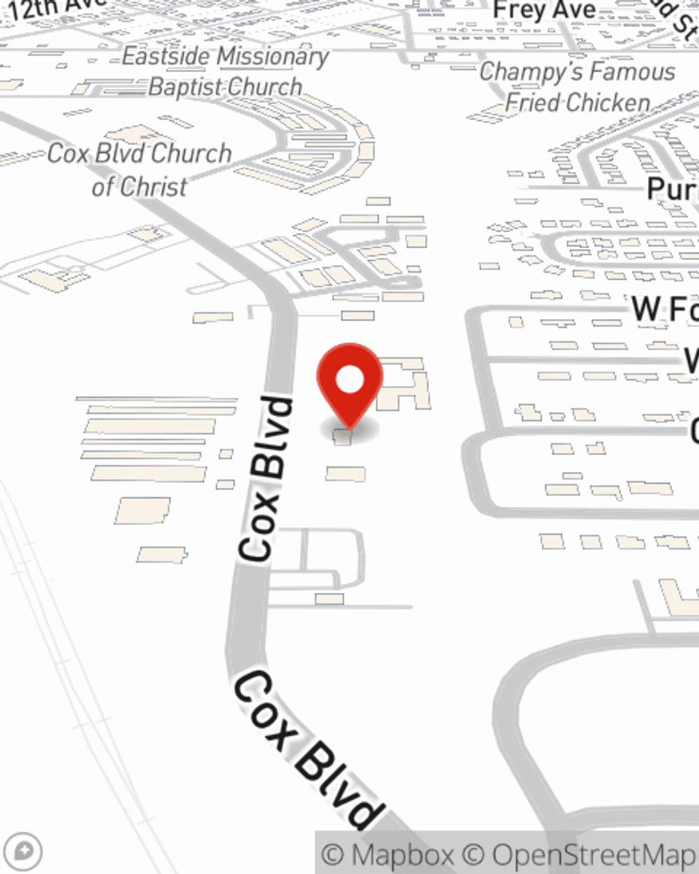Map showing State Farm Agent Alan Balentine's office at 419 Cox Blvd, Sheffield, AL
