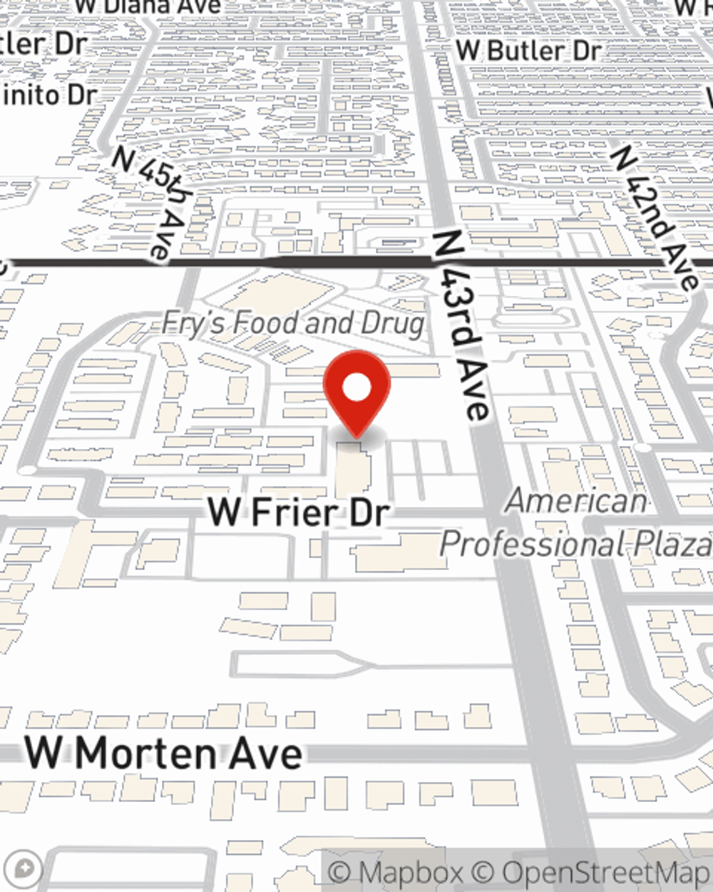 Map showing State Farm Agent Jay Myles's office at 7802 N 43rd Avenue Suite 9, Glendale, AZ
