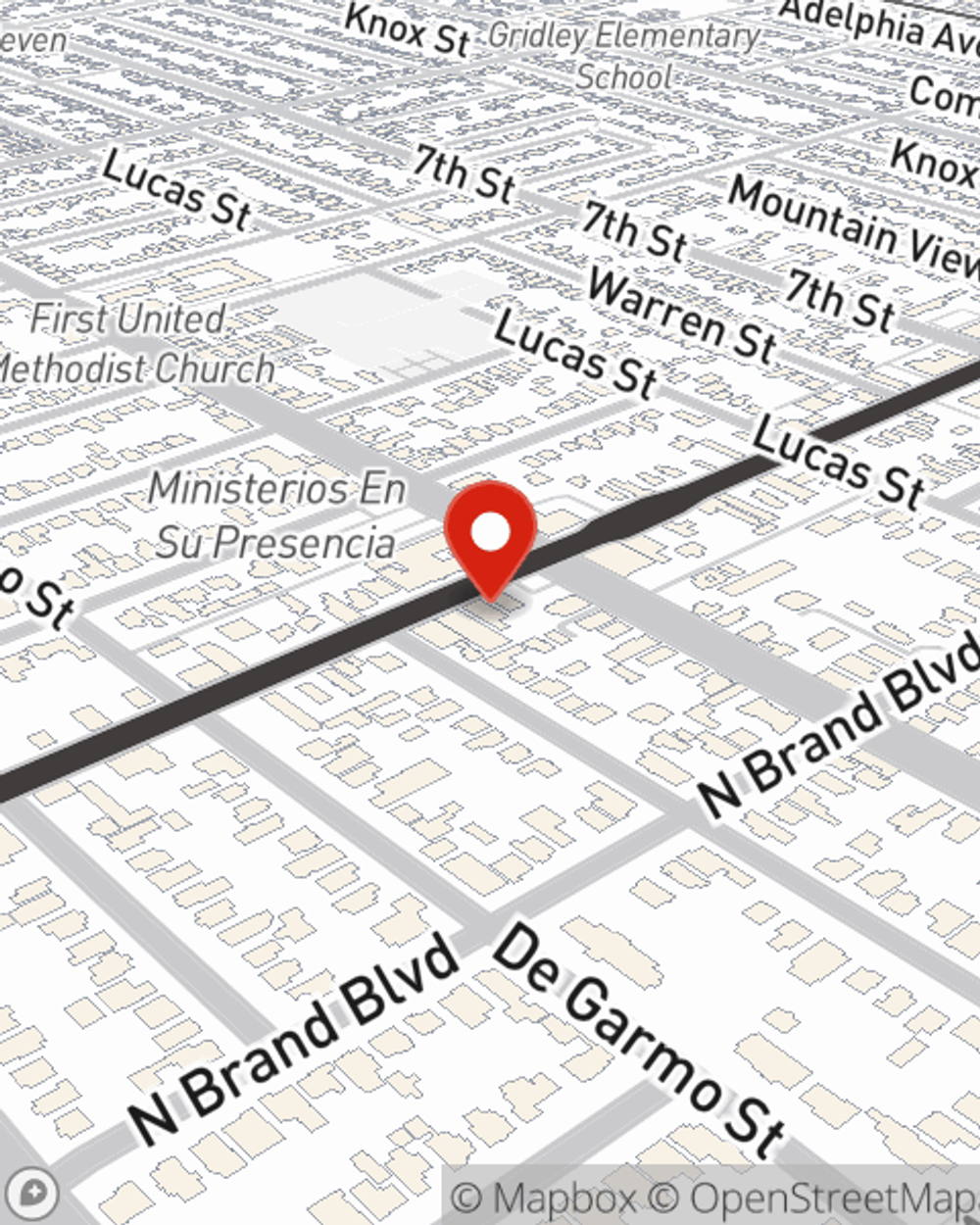 Map showing State Farm Agent Marc Berton's office at 762 N Maclay Ave, San Fernando, CA