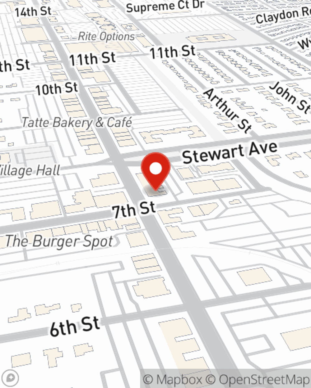 Map showing State Farm Agent Liam Masterson's office at 725 Franklin Avenue Garden City, NY