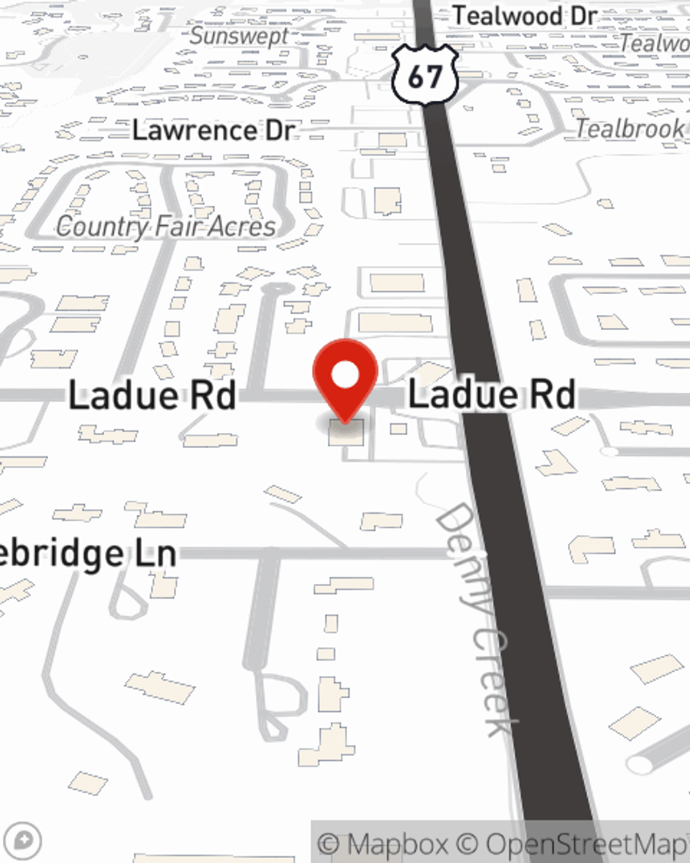 Map showing State Farm Agent Bradford O'Neil's office at 10322 Ladue Rd, Creve Coeur, MO