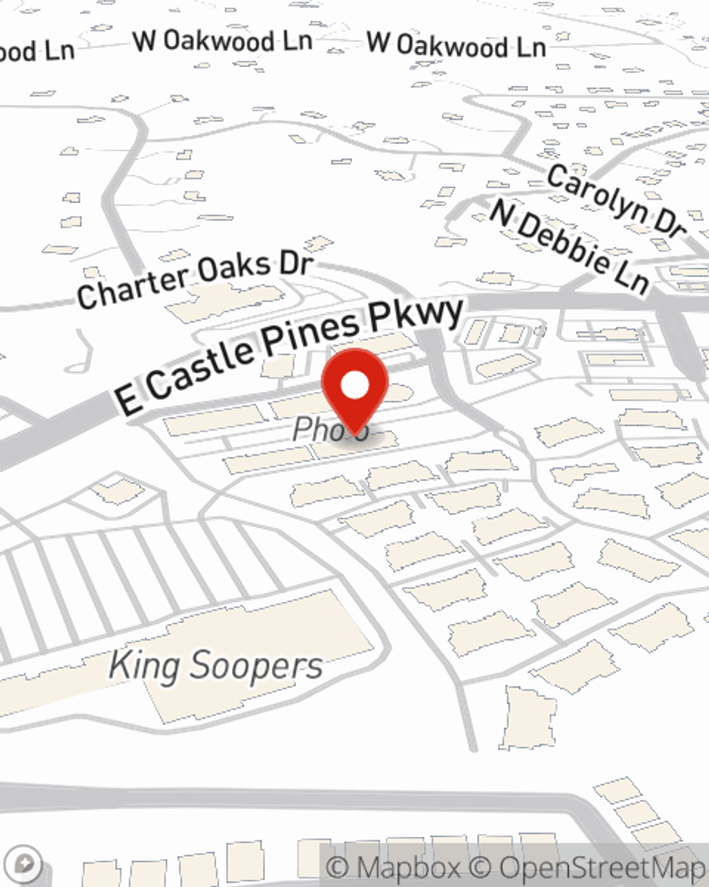 Map showing State Farm Agent Nick Ainsworth's office at 7437 Village Square Drive, Suite 205, Castle Pines, CO