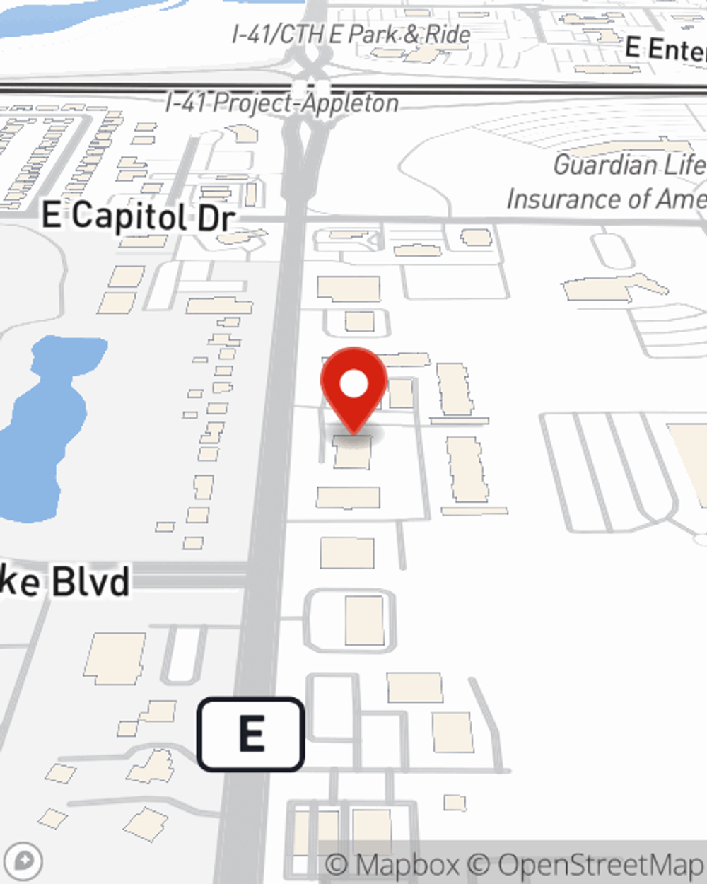 Map showing State Farm Agent's office