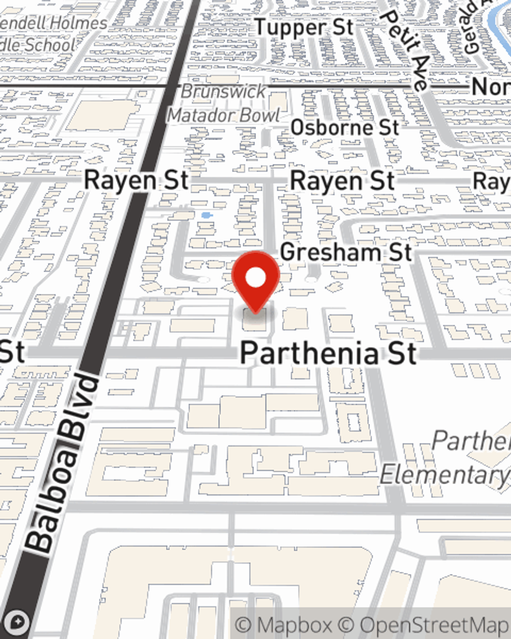 Map showing State Farm Agent Jimmy Bacani's office at 16921 Parthenia Street, Suite 302, Northridge, CA
