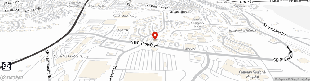 Map showing State Farm Agent Dave Christy's office at 650 SE Bishop Blvd., Suite 100, Pullman, WA