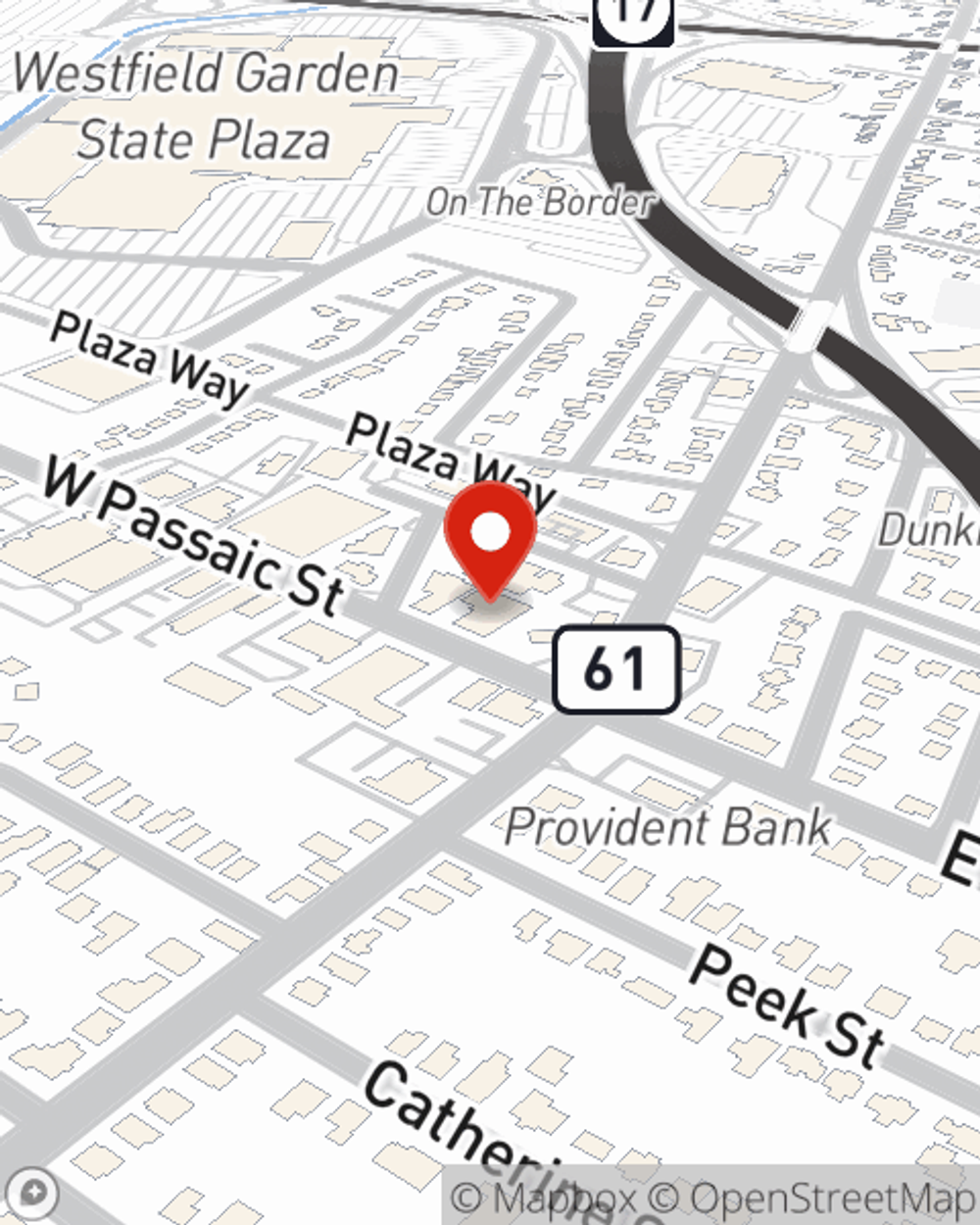 Map showing State Farm Agent Bob Testa's office at 18 W Passaic St, Rochelle Park, NJ