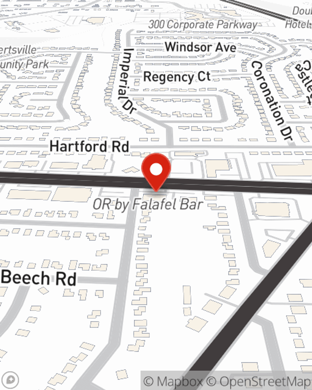 Map showing State Farm Agent Jacob Czaja's office at 3555 Sheridan Drive # 3557 Amherst, NY
