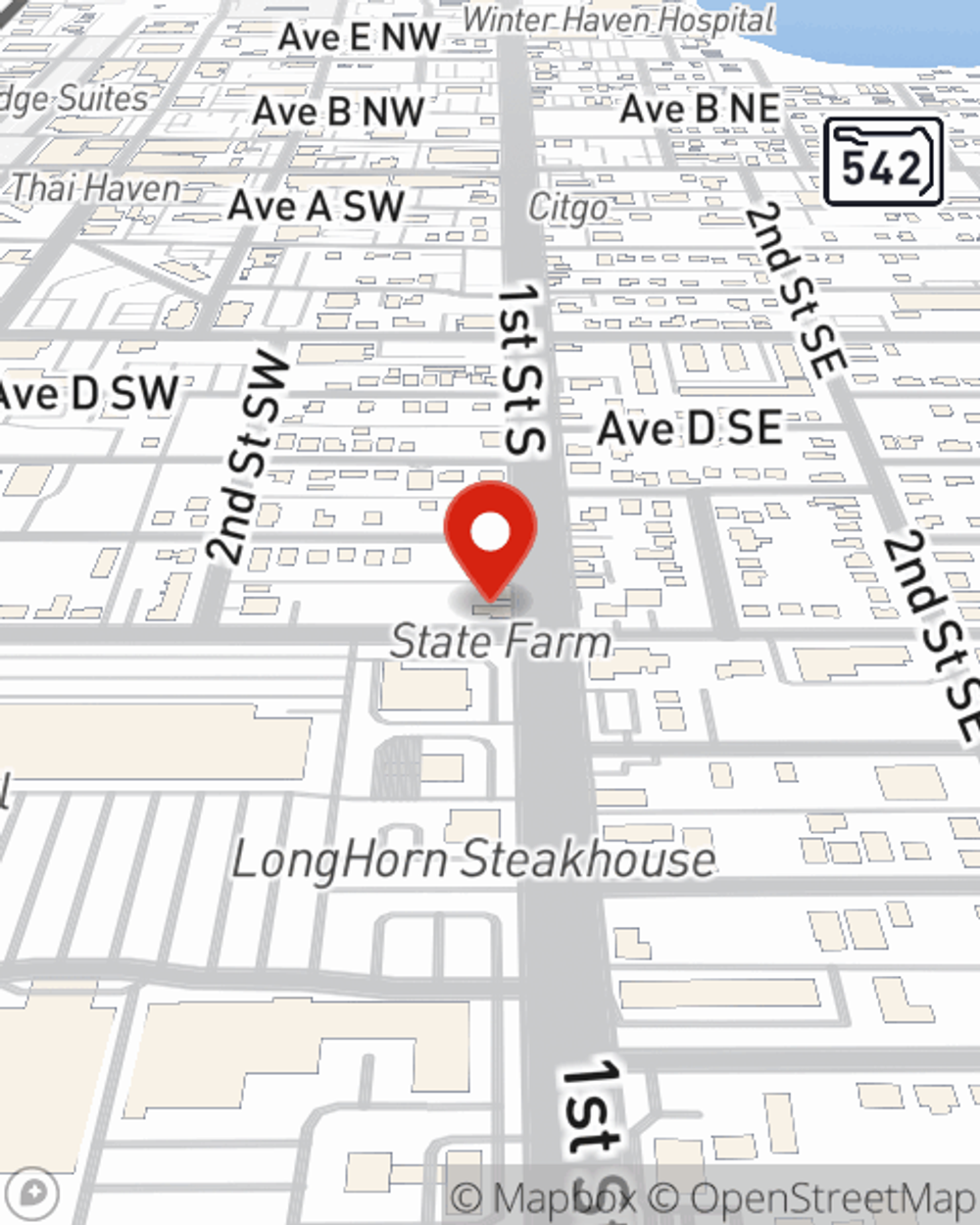 Map showing State Farm Agent Rob Semans's office at 639 1st St S, Winter Haven, FL