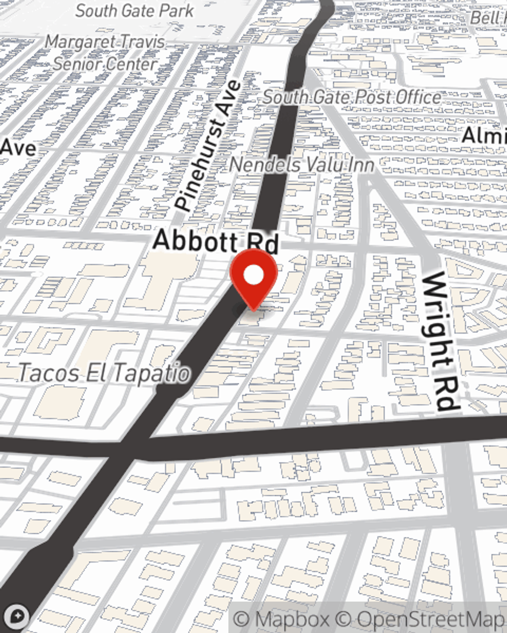 Map showing State Farm Agent Alfredo Gonzalez Jr.'s office at 10844 Atlantic Ave, Lynwood, CA