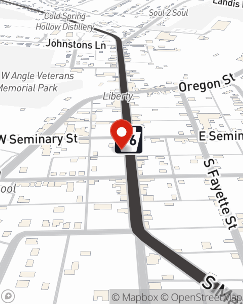Map showing State Farm Agent Ray Frazer's office at 26 S Main Street, Mercersburg, PA