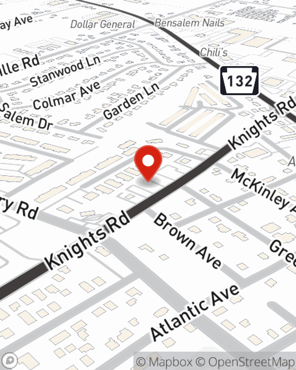 Map showing State Farm Agent Ann J Haviland's office at 2760 Knights Road, Bensalem, PA