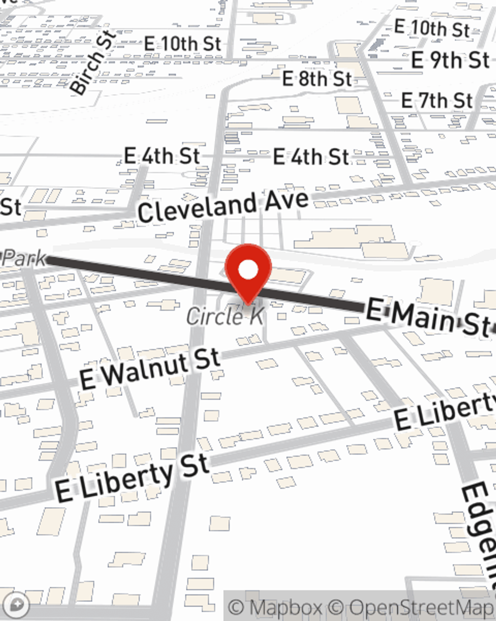 Map showing State Farm Agent Lance George's office at 417 East Main Street Ashland, OH