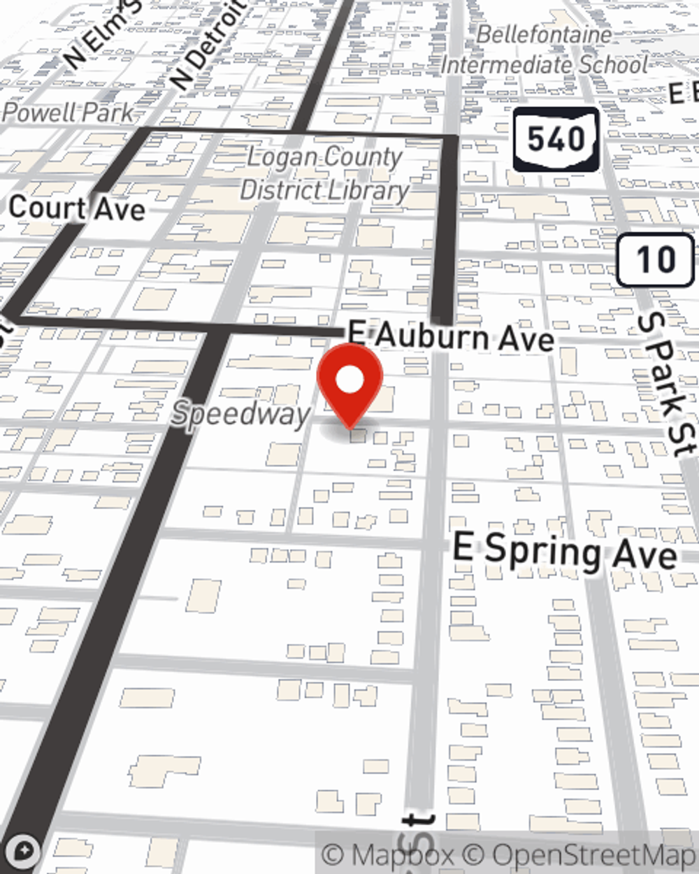 Map showing State Farm Agent David Dailey's office at 114 E Patterson Ave, Bellefontaine, OH