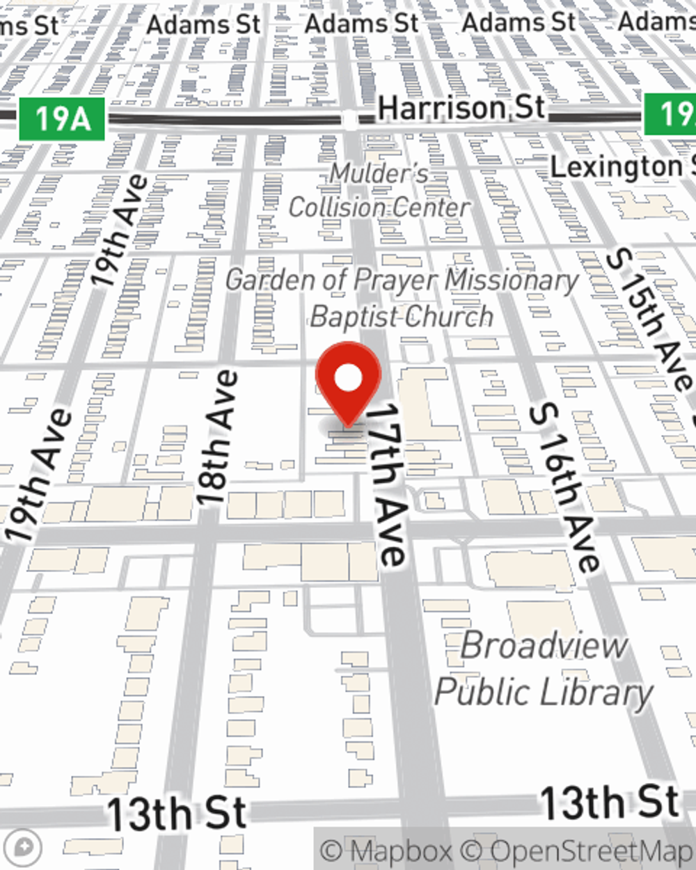 Map showing State Farm Agent's office