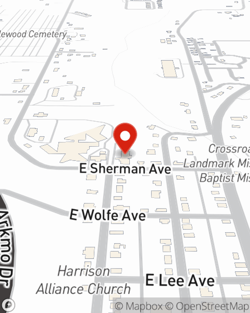 Map showing State Farm Agent Casey Scribner's office at 1408 US-62 Harrison, AR