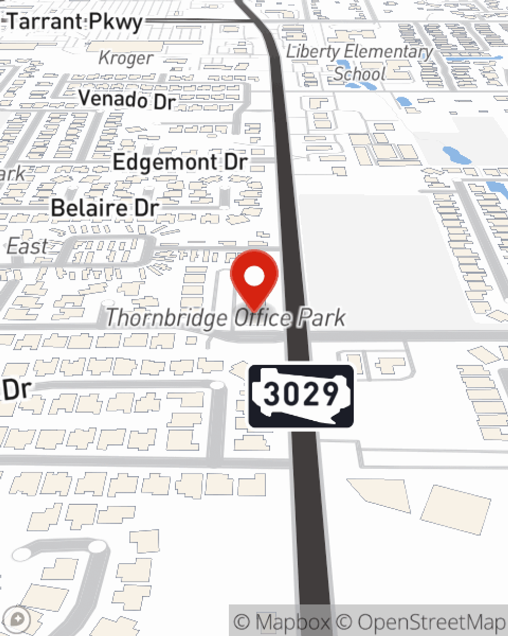 Map showing State Farm Agent Tanner Chessman's office at 9153 Belshire Drive Suite 130, Fort Worth, TX