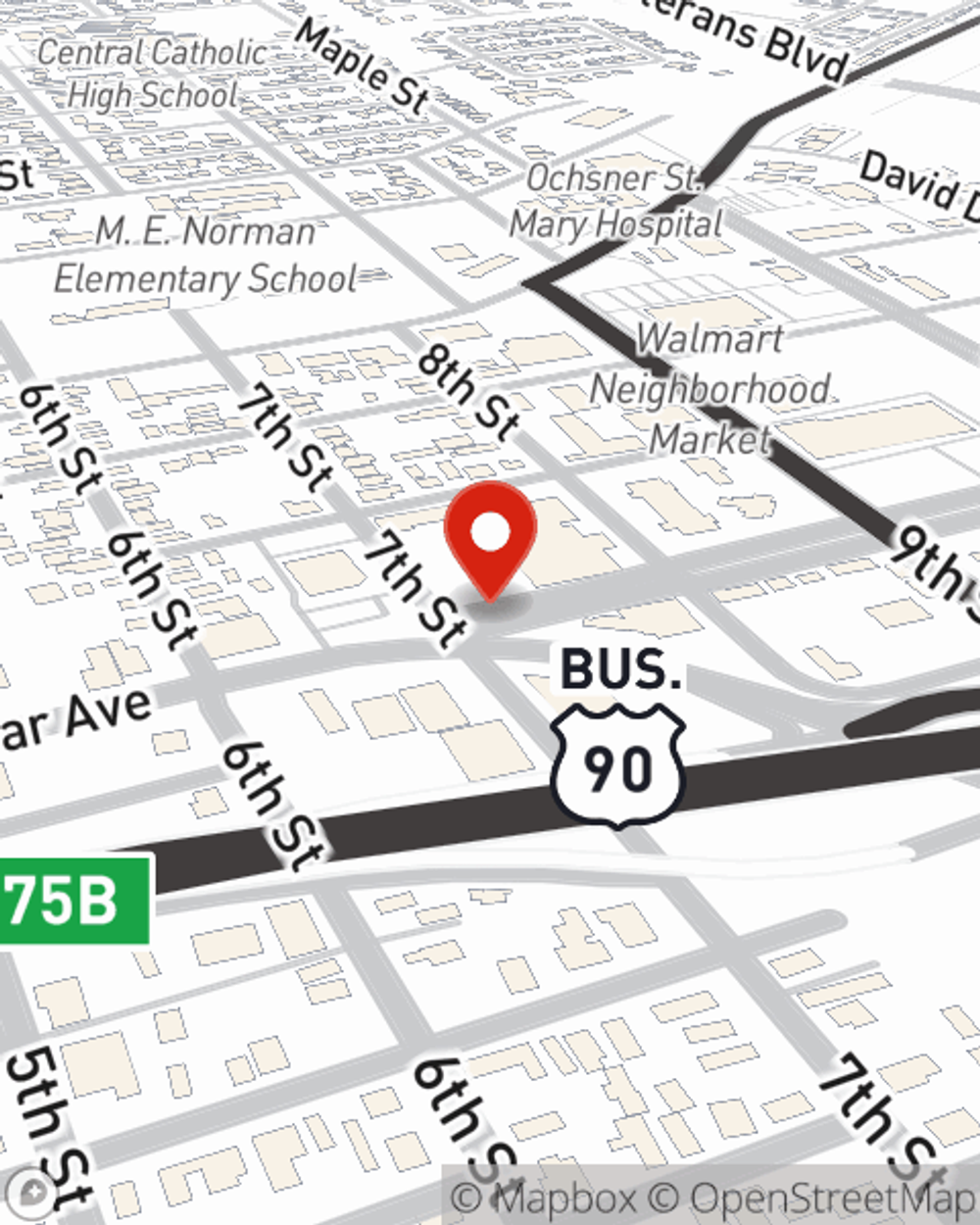 Map showing State Farm Agent Dicky Fitzgerald's office at 918 7th Street, Morgan City, LA