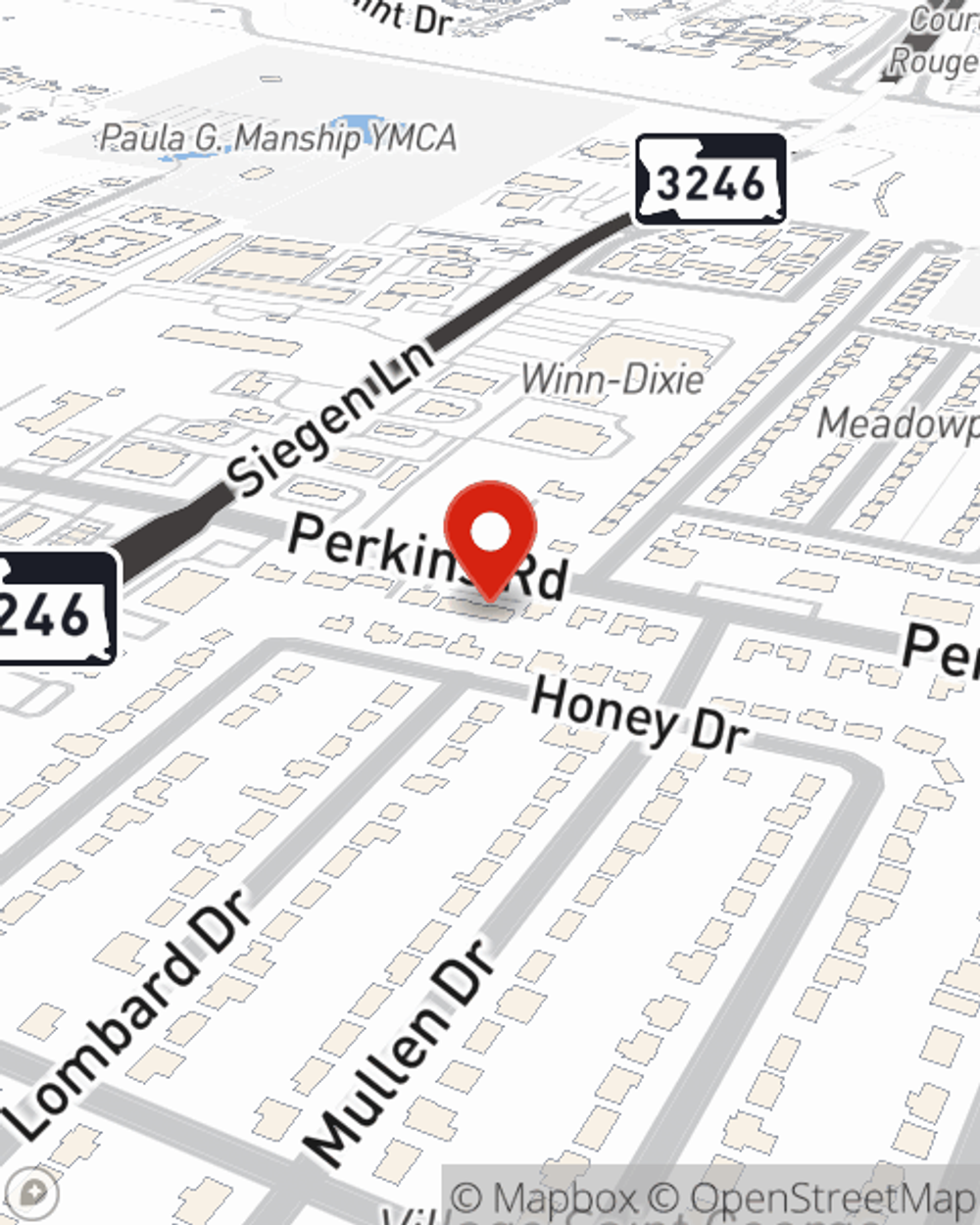 Map showing State Farm Agent Brady Flavin's office at 13234 Perkins Rd Ste B, Baton Rouge, LA