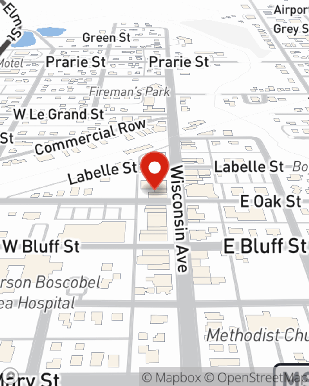 Map showing State Farm Agent Ray Saint's office at 932 Wisconsin Avenue, Boscobel, WI