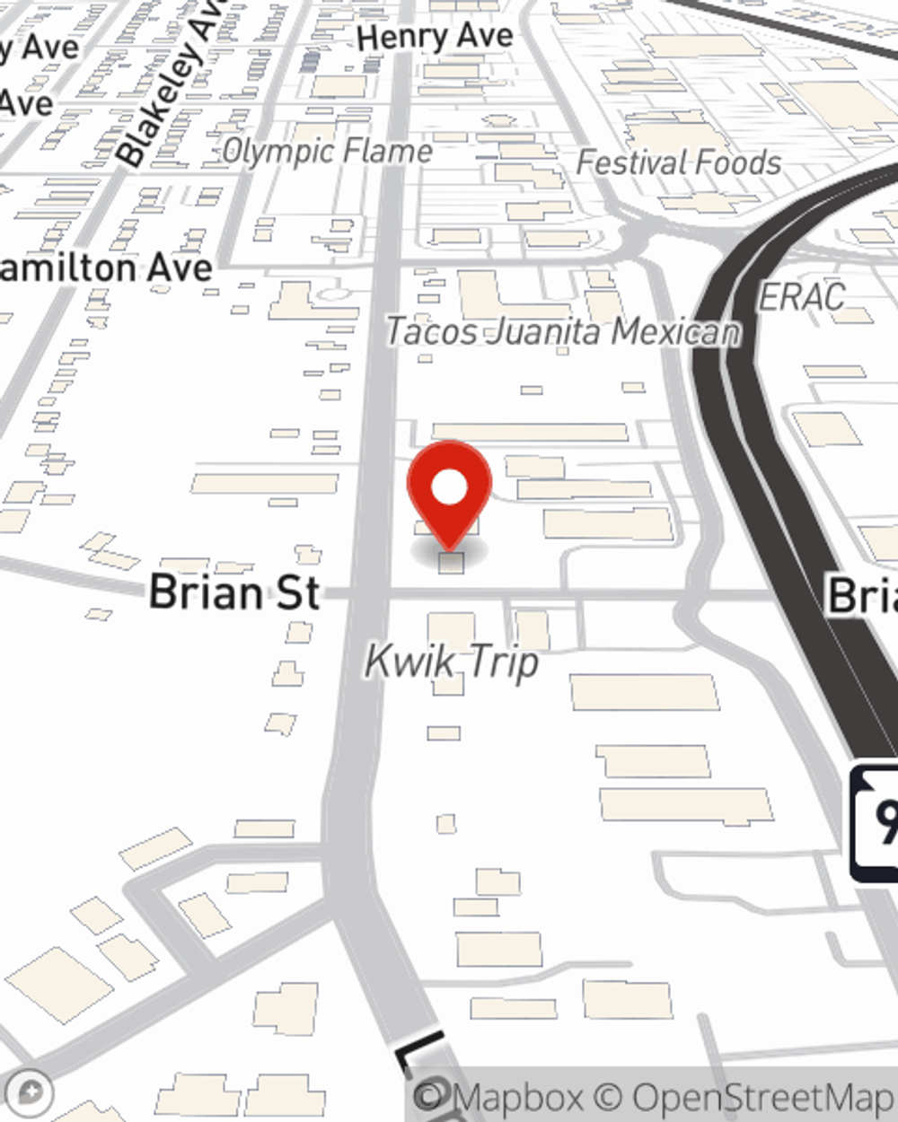 Map showing State Farm Agent Bob Johnson's office at 3455 London Road, Eau Claire, WI
