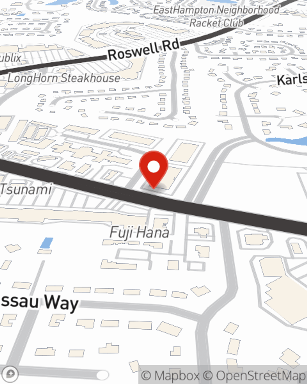 Map showing State Farm Agent Lauren Porter's office at 1230 Johnson Ferry Rd. Suite D20 Marietta, GA