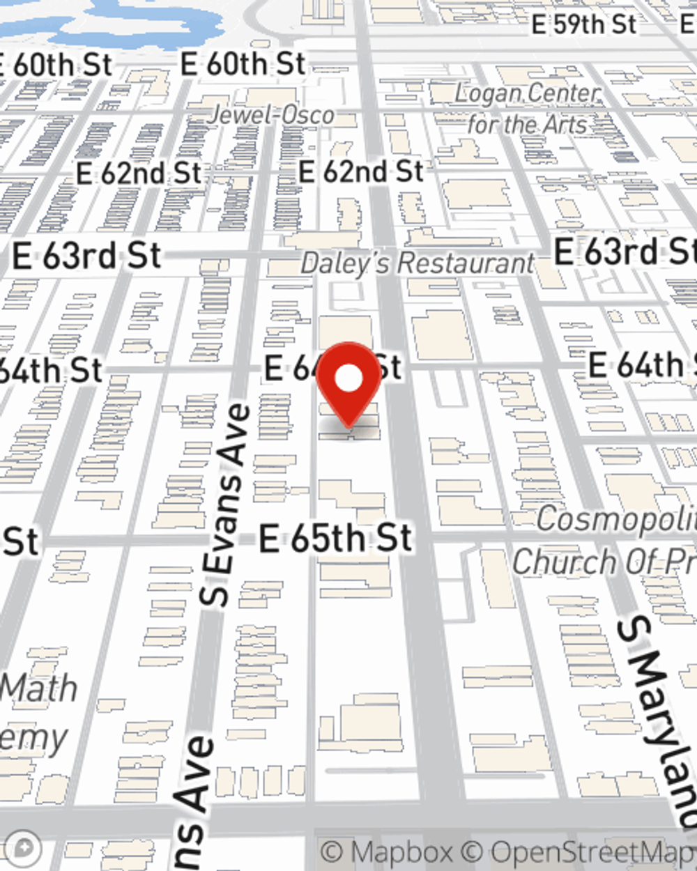 Map showing State Farm Agent Dwan Johnson-Bell's office at 6424 S COTTAGE GROVE AVE, CHICAGO, IL