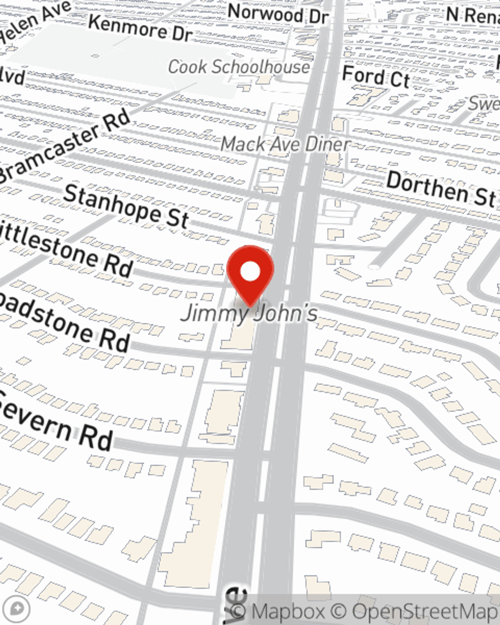 Map showing State Farm Agent Billy Brown's office at 19599 Mack Avenue, Grosse Pointe Woods, MI