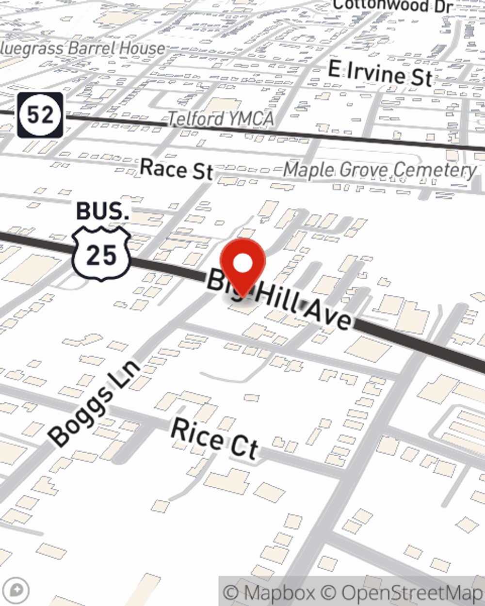 Map showing State Farm Agent Jerry Goble's office at 444 Big Hill Ave, Richmond, KY