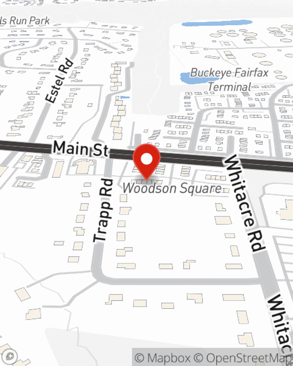 Map showing State Farm Agent Kathy Grimm's office at 9685 Main Street Suite A, Fairfax, VA