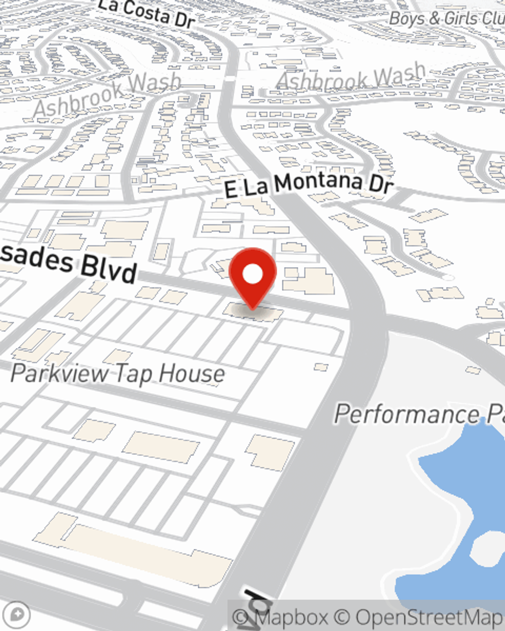 Map showing State Farm Agent Gary Garrett's office at 16921 E Palisades Blvd Ste 107, Fountain Hills, AZ