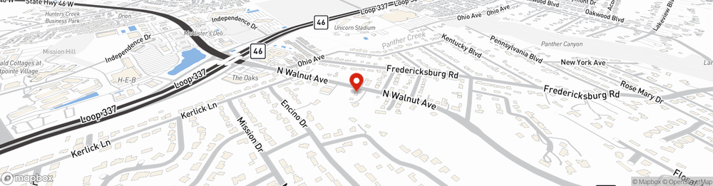 Map showing State Farm Agent Jeremy Fuller's office at 1417 N Walnut Ave, New Braunfels, TX