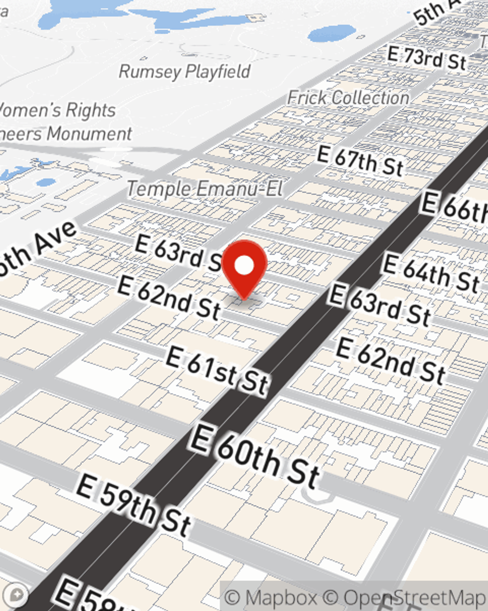 Map showing State Farm Agent Virginia Chan's office at 1015 Madison Avenue Suite 503, New York, NY