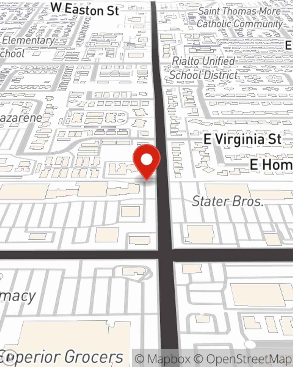 Map showing State Farm Agent Natalie Ehmke's office at 1290 N Riverside Avenue, Rialto, CA