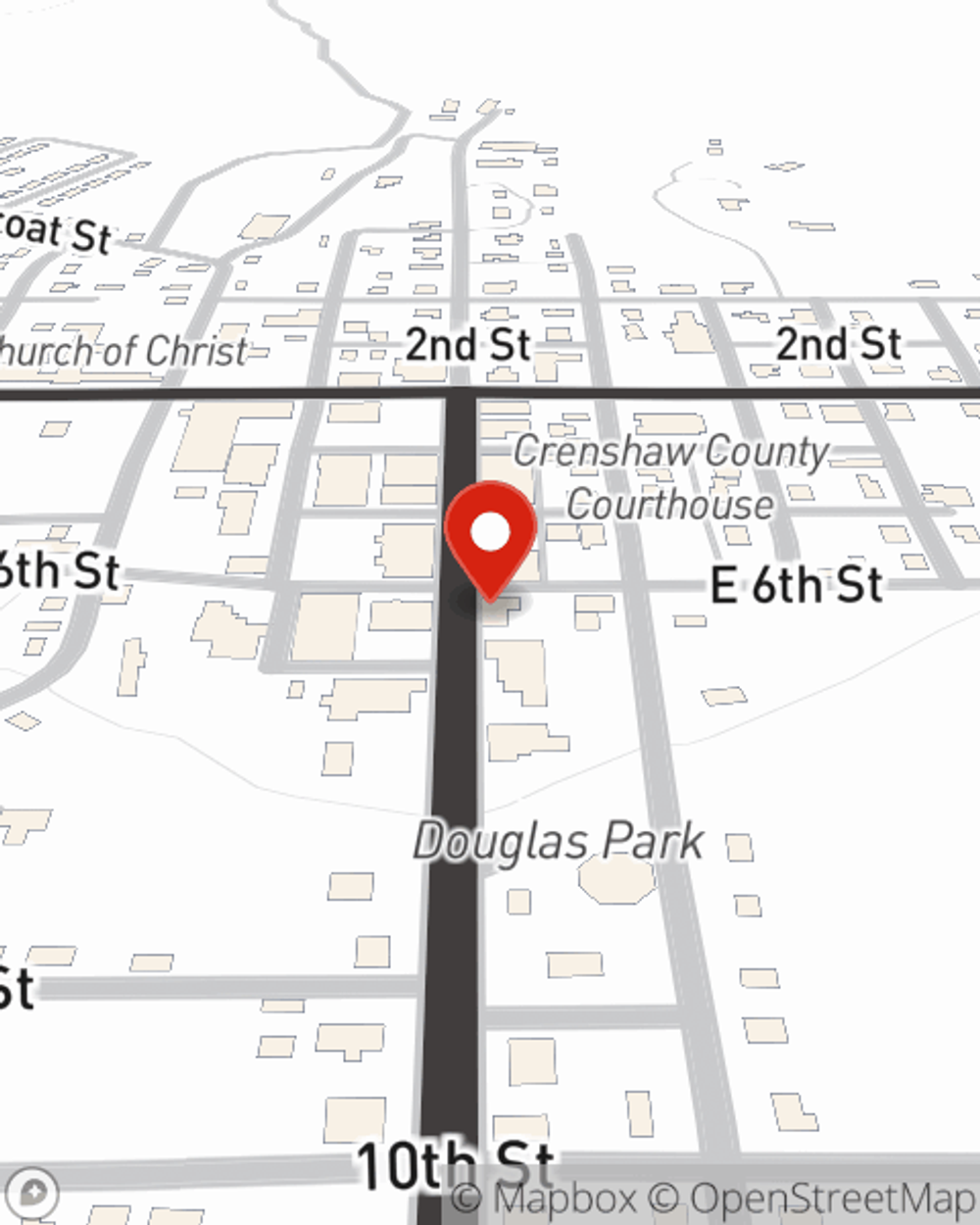 Map showing State Farm Agent Sharyn Smith's office at 179 S Forest Avenue, Luverne, AL