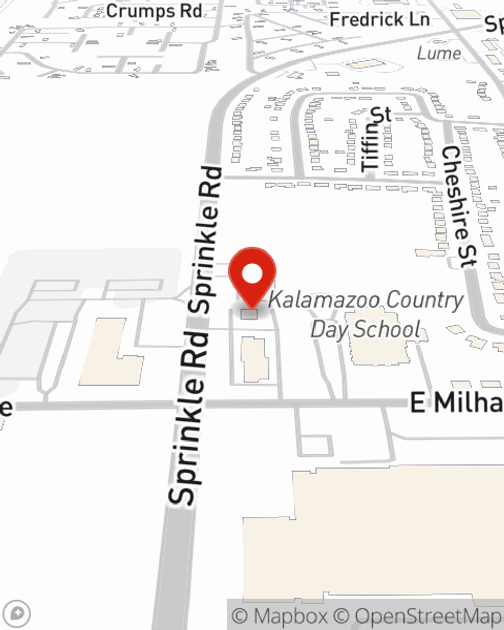 Map showing State Farm Agent Tom Breitenbach's office at 5921 S Sprinkle Road, Portage, MI