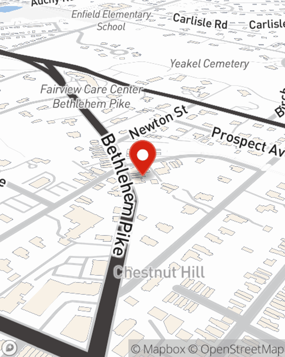 Map showing State Farm Agent Mark Ziegler's office at 86 Bethlehem Pike Suite 1, Philadelphia, PA
