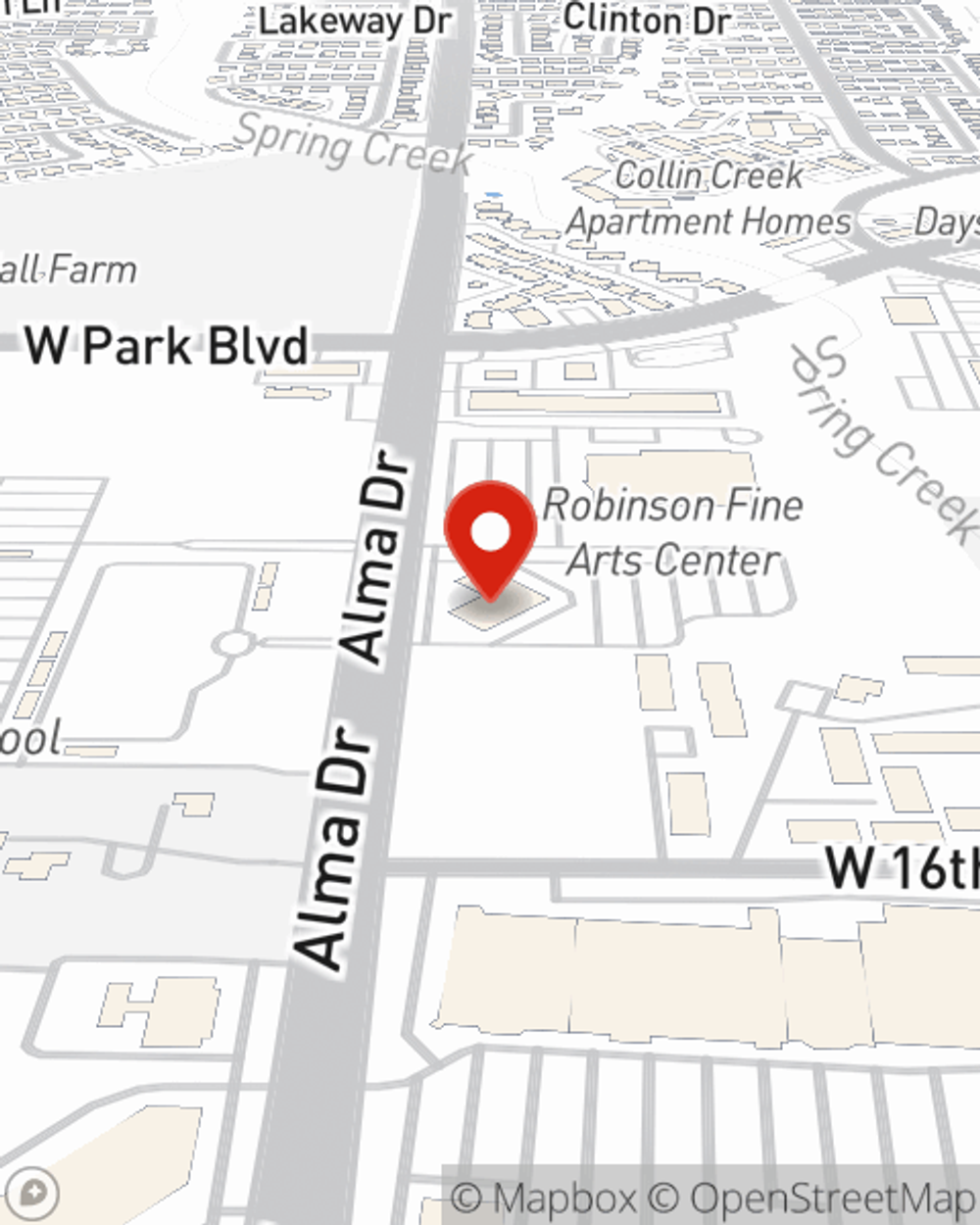 Map showing State Farm Agent Adam Leggett's office at 1700 Alma Ste 108, Plano, TX