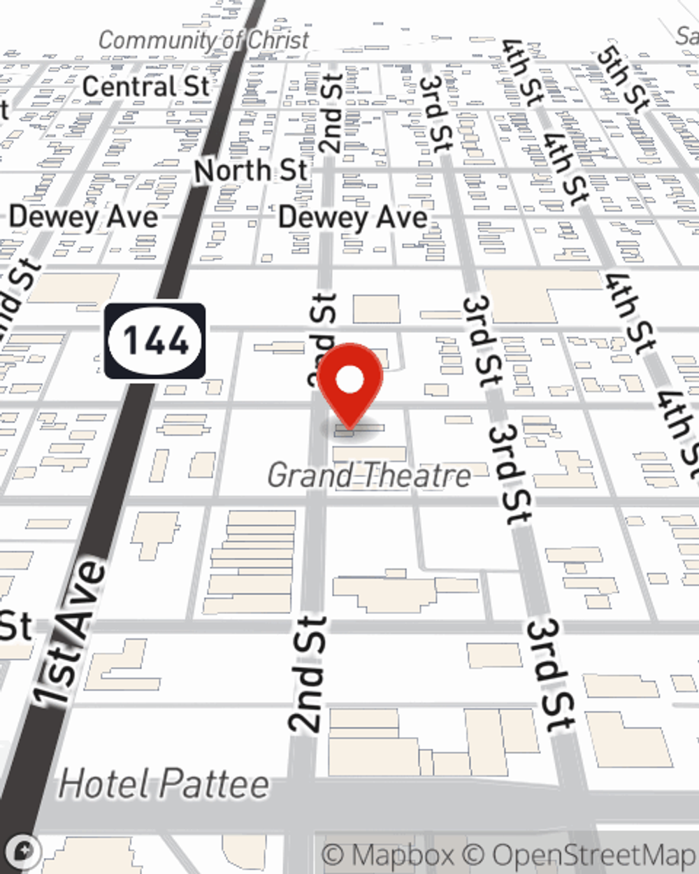 Map showing State Farm Agent Lynn Hulgan's office at 1316 2nd Street Suite B, Perry, IA