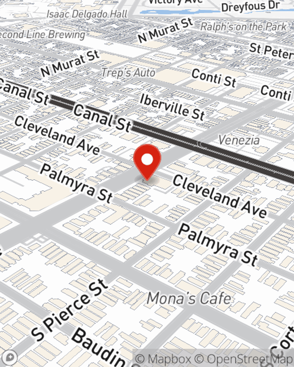 Map showing State Farm Agent LeMoine Robinson's office at 4630 S. Carrollton Ave, New Orleans, LA