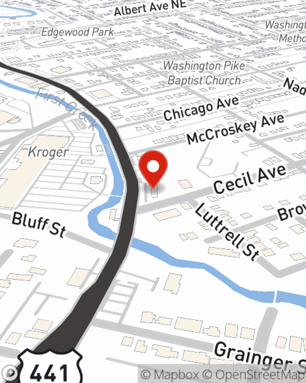 Map showing State Farm Agent's office