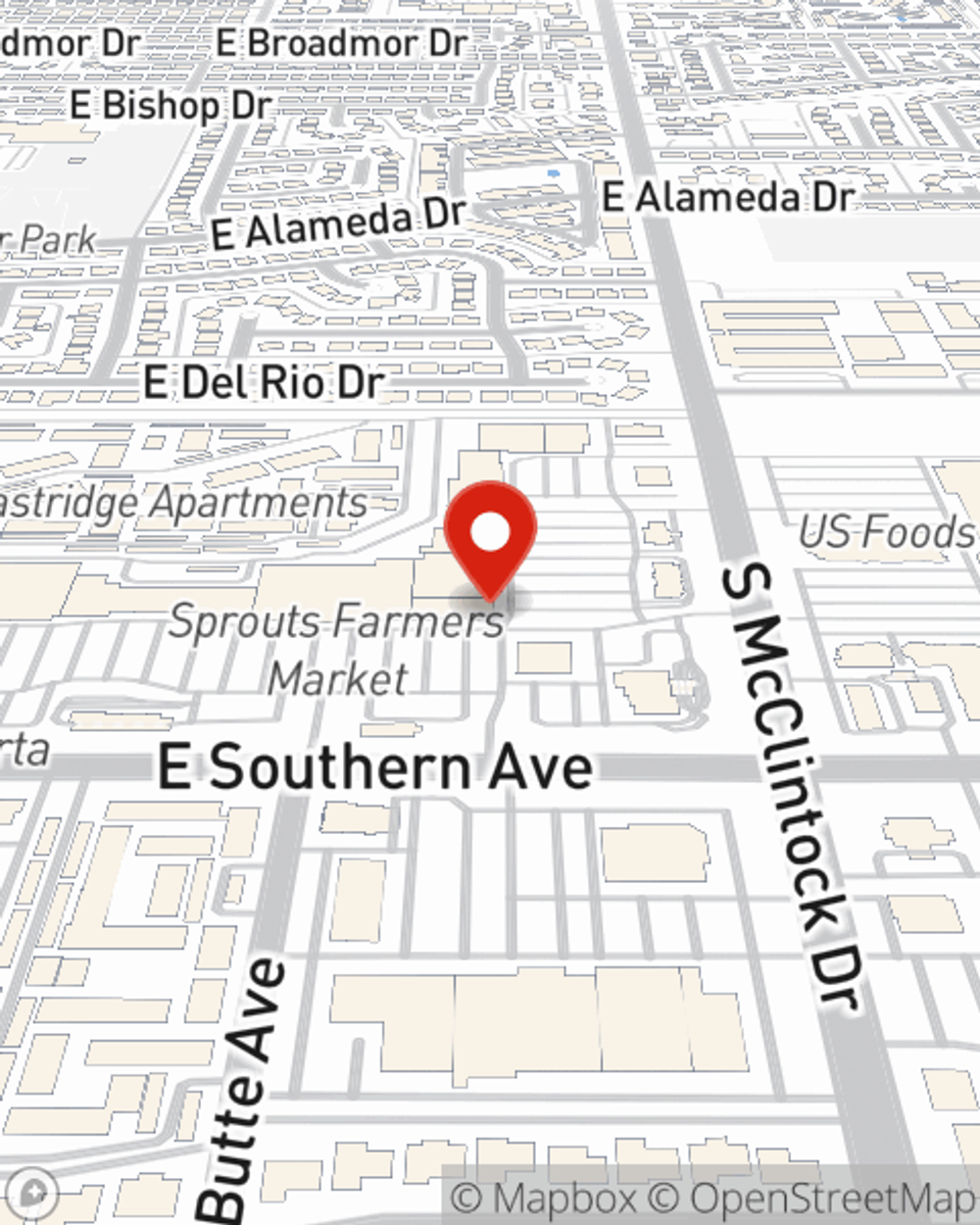Map showing State Farm Agent Robby Rowan's office at 1726 E Southern Avenue Suite 7, Tempe, AZ